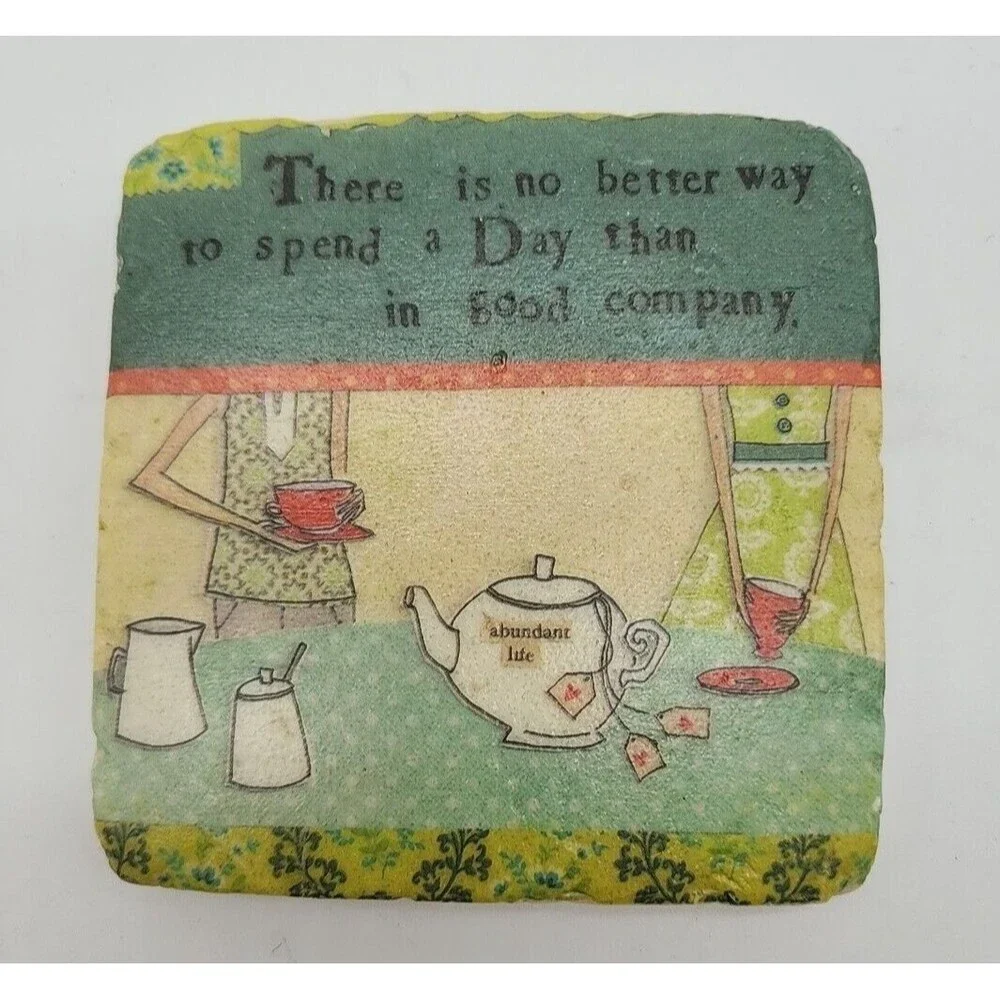 Kitchen Themed Stone Coasters With Display Stand Set of 4 by Curly Girl Design